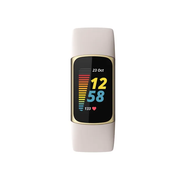 Rilevatore di attività Fitbit Charge 5 AMOLED Braccialetto per rilevamento Oro, Bianco