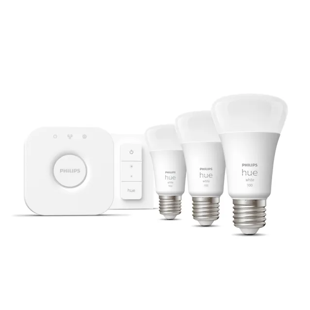 Philips by Signify Hue White Starter Kit Bridge + 3 Lampadine Smart E27 75W Dimmer Switch [8719514289130]