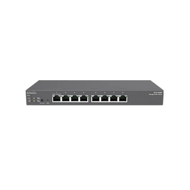 EnGenius ECS1008P switch di rete Gestito L2 Gigabit Ethernet (10/100/1000) Supporto Power over (PoE) Nero [ECS1008P]