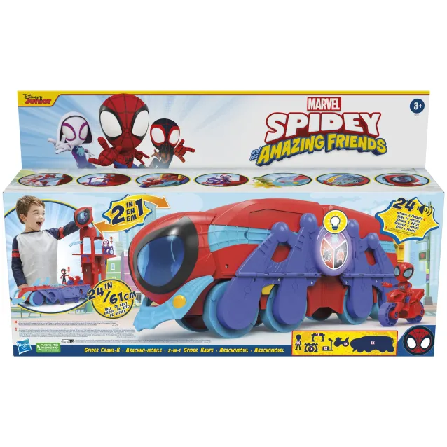 Hasbro Marvel Spidey e i Suoi Fantastici Amici - Quartier Generale Mobile, playset 2-in-1 con luci suoni, giocattolo prescolare, per bambini dai 3 anni in su [F37215L0]