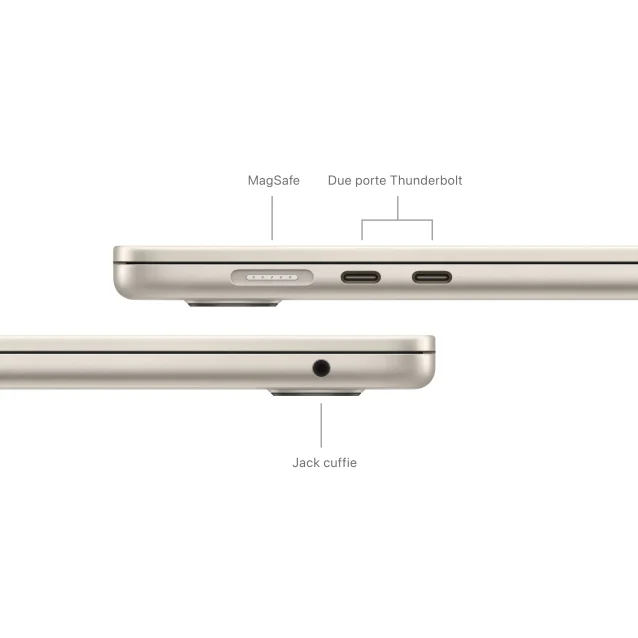 Notebook Apple MacBook Air 15'' M3 chip con core 8 CPU e 10 GPU, 16GB, 512GB SSD Galassia [MXD33T/A]