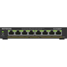 Switch di rete NETGEAR 8-Port Gigabit Ethernet PoE+ Plus (GS308EP) Gestito L2/L3 (10/100/1000) Supporto Power over (PoE) Nero [GS308EP-100PES]