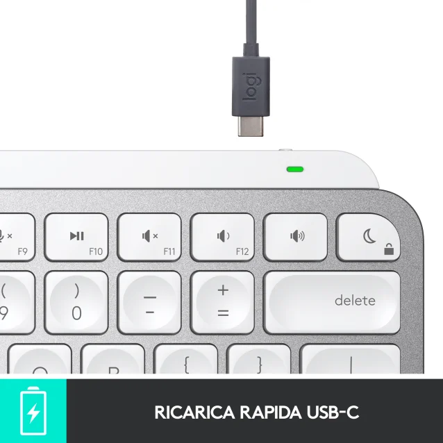 Logitech MX Keys Mini per Mac Tastiera Wireless, Minimal, Compatta, Bluetooth, Tasti Retroilluminati, USB-C, Digitazione Tattile, Compatibile con Apple macOS, iPad OS, in Metallo