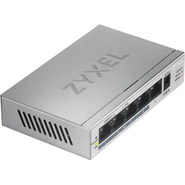 Switch di rete Zyxel GS1005HP Non gestito Gigabit Ethernet (10/100/1000) Supporto Power over (PoE) Argento [GS1005HP-EU0101F]
