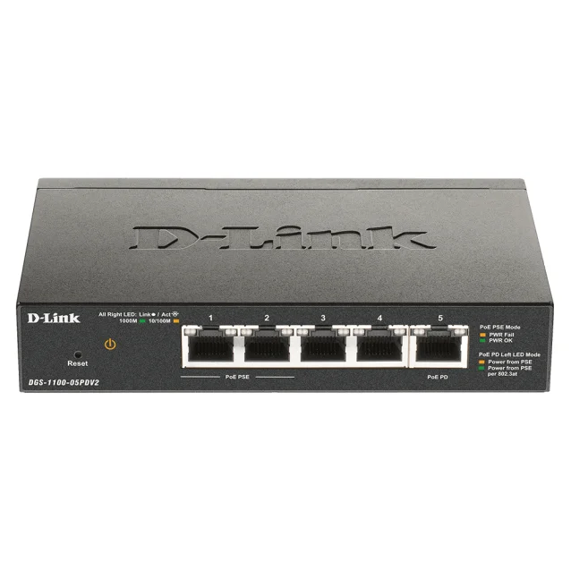 D-Link DGS-1100-05PDV2 switch di rete Gestito Gigabit Ethernet (10/100/1000) Supporto Power over (PoE) Nero [DGS-1100-05PDV2]