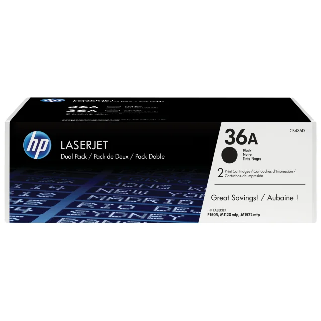 HP Confezione da 2 cartucce originali di Toner nero LaserJet 36A [CB436AD]