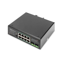 Switch di rete Digitus Gigabit PoE+ livello industriale a 8 porte con 2 uplink SFP [DN-651110]