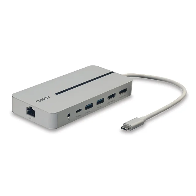 Lindy 43360 replicatore di porte e docking station per laptop Cablato USB 3.2 Gen 1 (3.1 1) Type-C Argento, Bianco [43360]