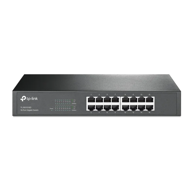 Switch di rete TP-Link TL-SG1016D Non gestito Gigabit Ethernet (10/100/1000) Nero [TL-SG1016D V7]