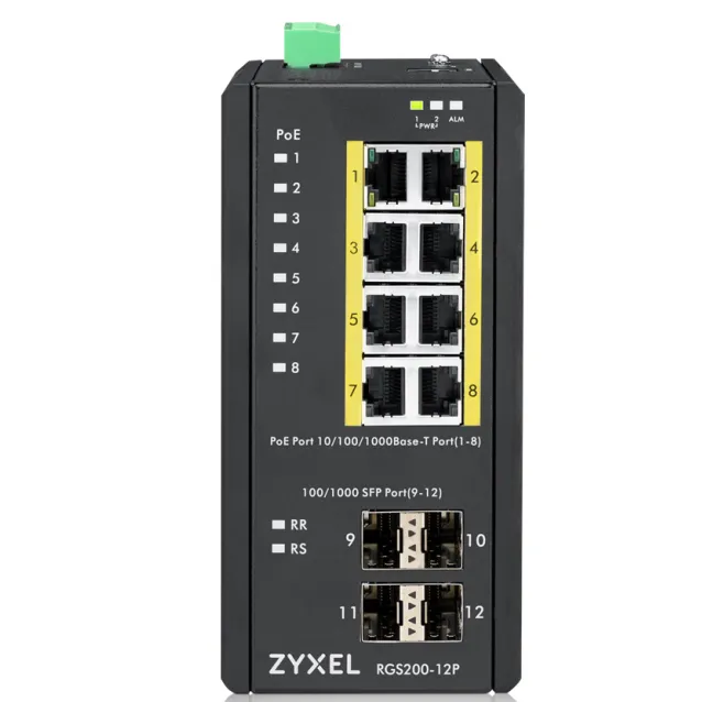 Switch di rete Zyxel RGS200-12P Gestito L2 Gigabit Ethernet (10/100/1000) Supporto Power over (PoE) Nero [RGS200-12P-ZZ0101F]