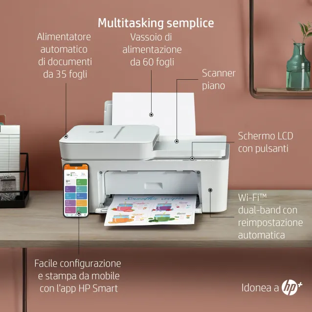 HP DeskJet Stampante multifunzione 4120e, Colore, per Casa, Stampa, copia, scansione, invio fax da mobile, HP+; Idoneo Instant Ink; scansione verso PDF [26Q90B]