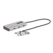 StarTech.com Adattatore multiporta USB-C con dongle a USB-A, doppio HDMI [4K30Hz/1080p60Hz], Hub USB-A 5Gbps 3 porte, mini dock da viaggio, docking station USB tipo C per laptop, Cavo 40 cm (USB-C / MULTIPORT ADAPTER - 3-PORT HUB MINI [167B-USBC-MULTIPORT]
