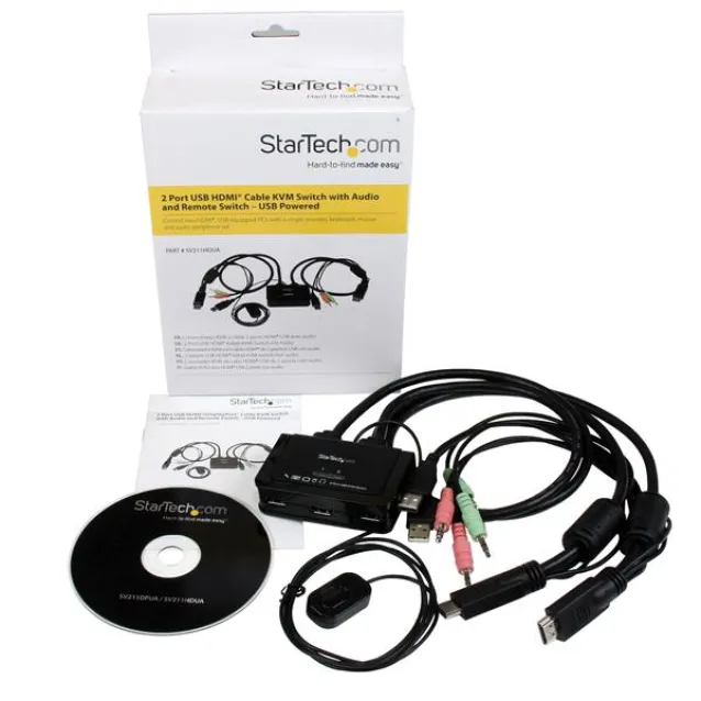 StarTech.com Switch KVM cavo HDMI USB 2 porte con audio e switch remoto – Alimentazione [SV211HDUA]