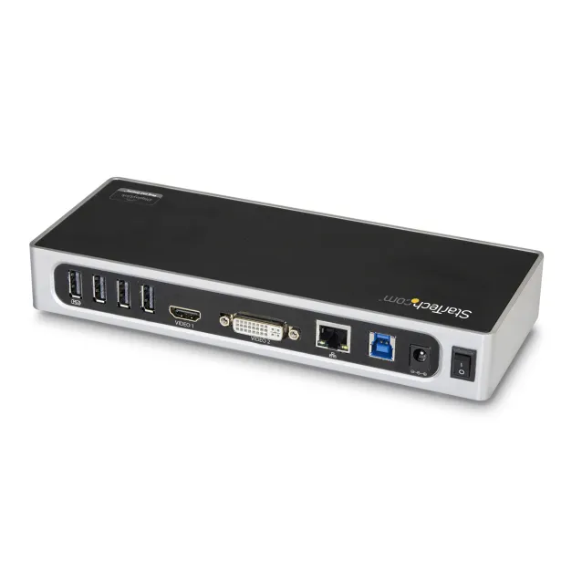 StarTech.com Docking Station USB 3.0 - Laptop Dock per doppio monitor con HDMI e DVI/VGA Video Hub a 6 porte 3.1 Gen 1 5Gbps, GbE, Audio Universale Type-A Windows & Mac [DK30ADD]