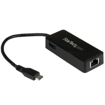 StarTech.com Adattatore di rete USB-C a RJ45 Gigabit Ethernet con porta USB-A supplementare - USB 3.1 Gen 1 (5 Gb/s) Nera [US1GC301AU]