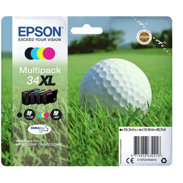 Cartuccia inchiostro Epson Golf ball Multipack 4-colours 34XL DURABrite Ultra Ink [C13T34764010]