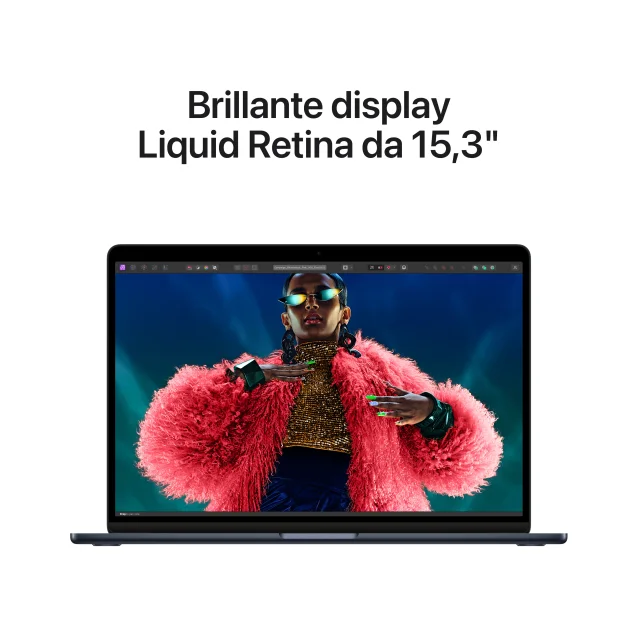 Notebook Apple MacBook Air 15'' M3 chip con core 8 CPU e 10 GPU, 8GB, 512GB SSD Mezzanotte [MRYV3T/A]