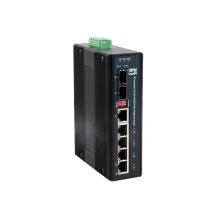 LevelOne 6-Port Gigabit PoE Industrial Switch, 802.3at/af PoE, 4 PoE Outputs, 1 x SFP, 1 x SFP/RJ45 Combo, -40°C to 75°C, DIN-Rail, 126W