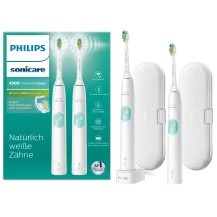 Spazzolino elettrico Philips Sonicare ProtectiveClean Spazzolini Elettrici Sonici, con custodia da viaggio, confezione 2 Bianchi HX6807/35 [hx6807735]