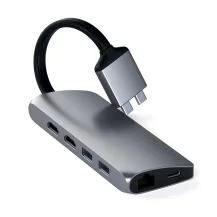 Satechi ST-TCDMMAM replicatore di porte e docking station per laptop USB 3.2 Gen 1 [3.1 1] Type-C Grigio (Satechi TypeC Dual Multi Adptr Sp Grey) [ST-TCDMMAM]