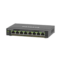 Switch di rete NETGEAR GS308EP Gestito L2/L3 Gigabit Ethernet [10/100/1000] Supporto Power over [PoE] Nero (NETGEAR Plus - smart 8 x 10/100/1000 [PoE+] desktop, wall-mountable PoE+ [62 W]) [GS308EP-100UKS]