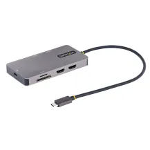 StarTech.com Adattatore USB C Multiporta, Doppio HDMI 4K 60Hz, Hub A 5Gbps a 2 porte, 100W Power Delivery Pass-Through, GbE, SD/MicroSD, Cavo da 30cm, Dock viaggio, Docking Station USB-C per Laptop [120B-USBC-MULTIPORT]