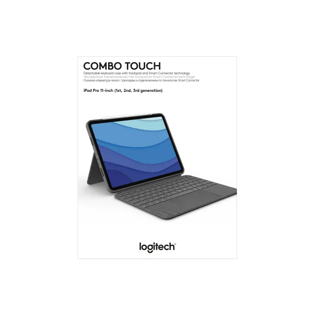 Logitech Combo Touch Custodia con Tastiera per iPad Pro 11 pollici (1a, 2a, 3a gen - 2018, 2020, 2021) Retroilluminata Rimovibile, Trackpad, Smart Connector Grigio [920-010146]