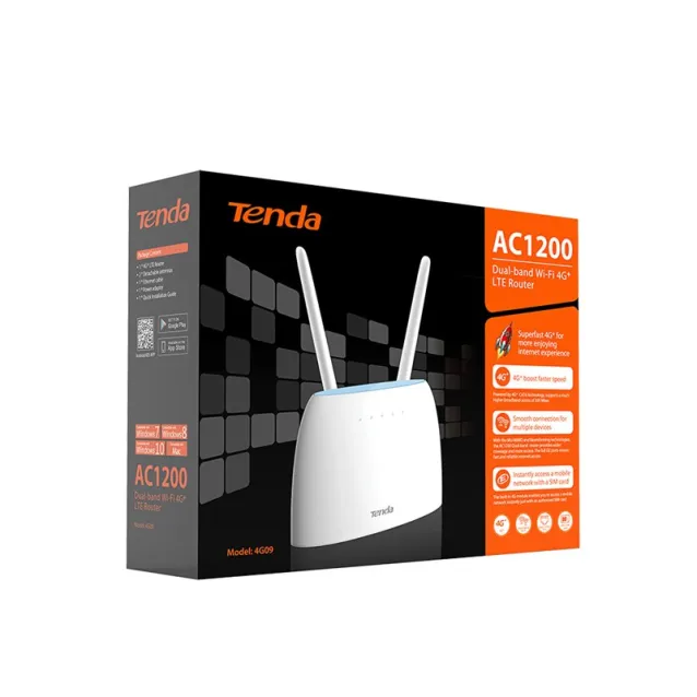 Tenda 4G09 router wireless Gigabit Ethernet Dual-band (2.4 GHz/5 GHz) 4G Bianco [4G09]