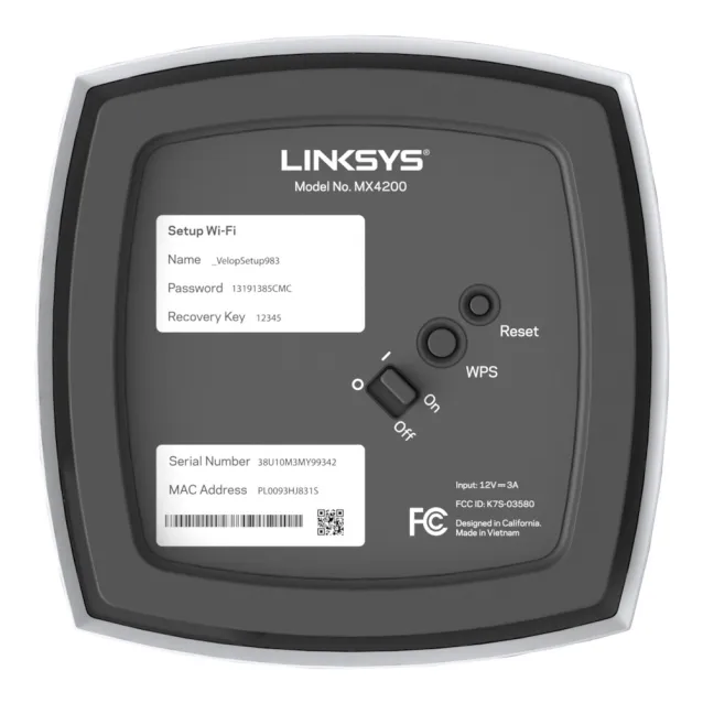 Linksys Velop Whole Home Intelligent Mesh WiFi 6 [AX4200] System, Tri-Band, 2-pack router wireless Gigabit Ethernet Banda tripla [2.4 GHz/5 GHz] Bianco (LINKSYS VELOP MX8400 AX4200 2PK - ) [MX8400-UK]