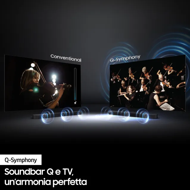 Altoparlante soundbar Samsung Soundbar HW-Q700B/ZF con subwoofer 3.1.2 canali 320W 2022, audio 3D wireless ottimizzato, effetto cinema surround