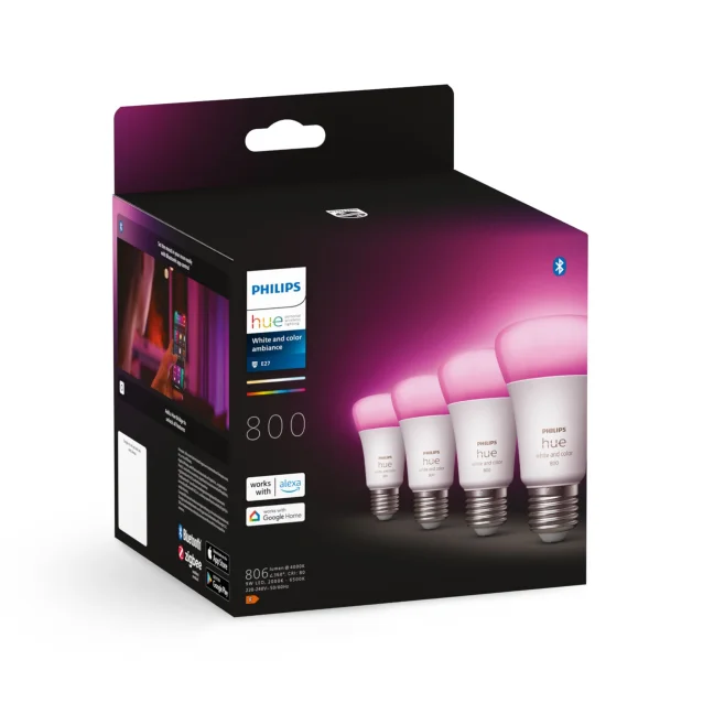 Philips by Signify Hue White and Color ambiance 4 Lampadine Smart E27 60 W [929002489604]