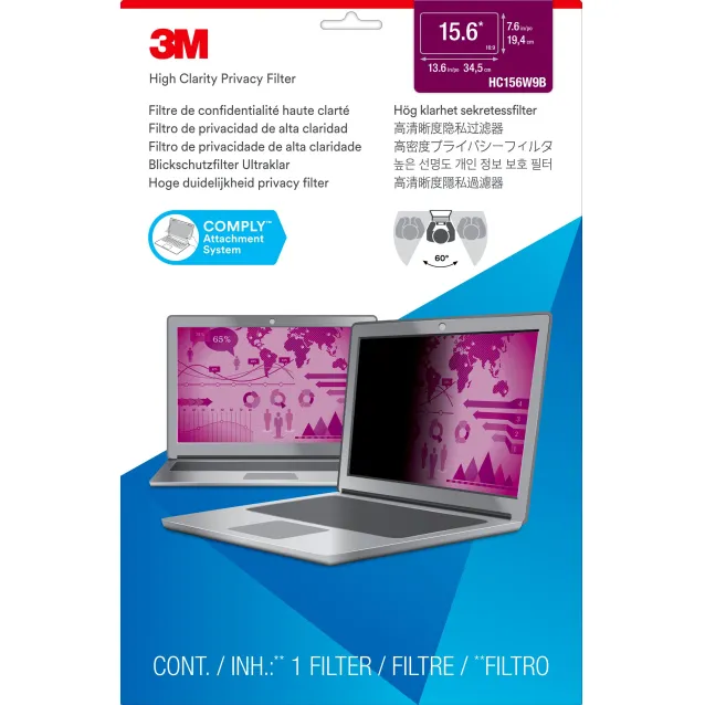 Schermo antiriflesso 3M Filtro High Clarity Privacy oro per laptop widescreen da 15,6” [7100138483]