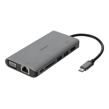 Deltaco USBC-HDMI18 replicatore di porte e docking station per notebook Cablato USB 3.2 Gen 2 [3.1 2] Type-C Nero (Deltaco 8-in-1 Hub USB-C to HDMI/VGA/USB 3.0 etc. - Grey) [USBC-HDMI18]