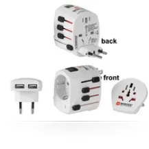 Microconnect PETRAVEL12 Caricabatterie per dispositivi mobili Bianco Interno (SKROSS World Adapter - Dual USB, 2- and 3-Pole integrated fuse T 6,3A Warranty: 300M) [PETRAVEL12]
