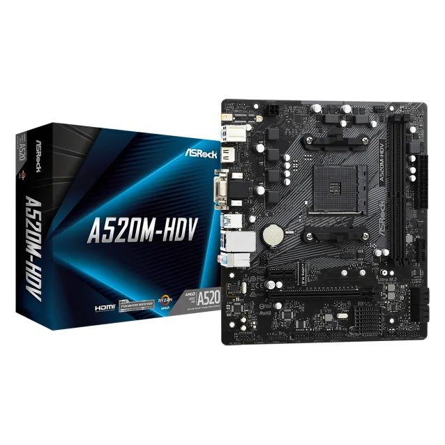 Scheda madre Asrock A520M-HDV Socket AM4 micro ATX [90-MXBE50-A0UAYZ]