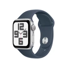 Smartwatch Apple Watch SE GPS Cassa 40mm in Alluminio Argento con Cinturino Sport Blu Tempesta - S/M [MRE13QL/A]