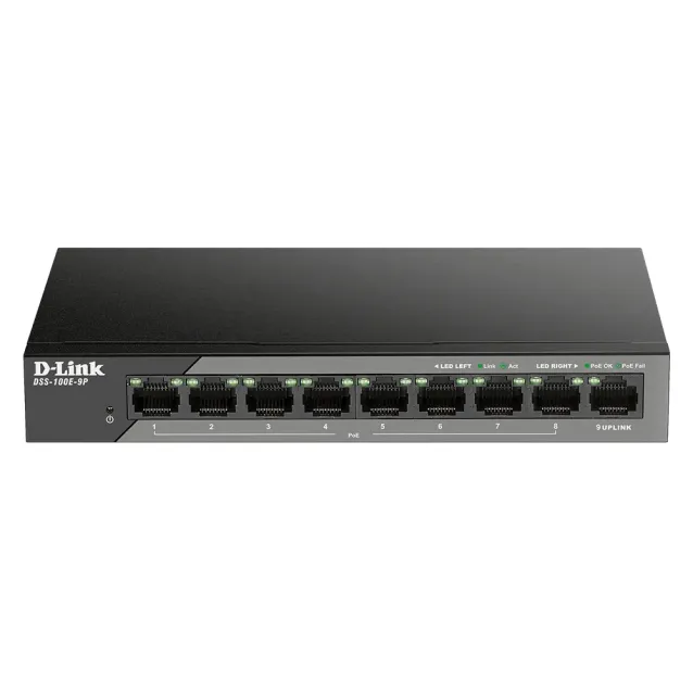 D-Link DSS-100E-9P switch di rete Non gestito Fast Ethernet (10/100) Supporto Power over (PoE) Nero [DSS-100E-9P]