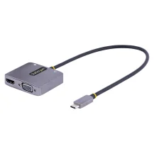 StarTech.com Adattatore USB-C a VGA/HDMI, Multiporta USB Type-C VGA/HDMI 4K 60Hz HDR con Uscita Audio da 3,5 mm; Compatibile Thunderbolt 3 e 4 - Convertitore per Monitor VGA HDMI 1080p [122-USBC-HDMI-4K-VGA]