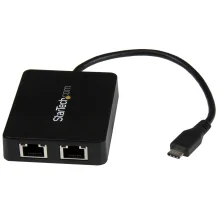 StarTech.com Adattatore di Rete USB-C a doppia uscita Ethernet Gigabit con porta USB tipo-A [US1GC301AU2R]