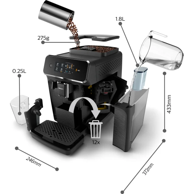 Macchina per caffè Philips 2200 series LatteGo EP2230/10 da automatica, 4 bevande, 1.8 L