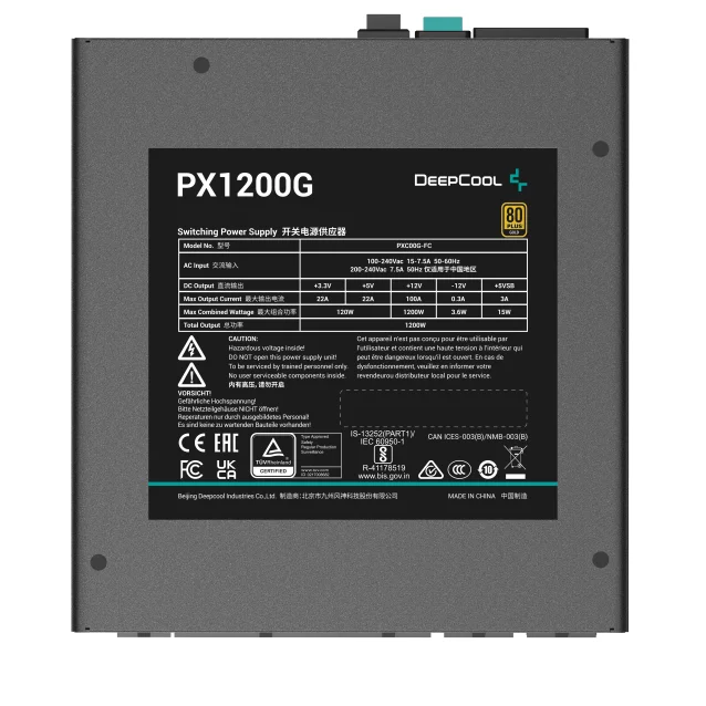 DeepCool PX1200G alimentatore per computer 1200 W 20+4 pin ATX Nero [R-PXC00G-FC0B-EU]