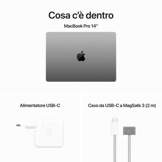 Notebook Apple MacBook Pro 14'' M3 chip con 8‑core CPU e 10‑core GPU, 512GB SSD - Grigio Siderale [MTL73T/A]