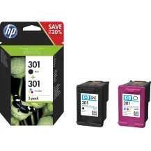 Cartuccia inchiostro HP 2x 301 2-pack Black/Tri-color Original Ink Cartridges cartuccia d'inchiostro 2 pz Originale Resa standard Nero, Ciano, Magenta, Giallo [2x N9J72AE]
