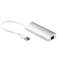 StarTech.com Hub USB a 3 porte con Ethernet, USB-A, Gigabit Ethernet/GbE, 5Gbps, alimentato tramite USB, hub 3.0 portatile per notebook [ST3300G3UA]
