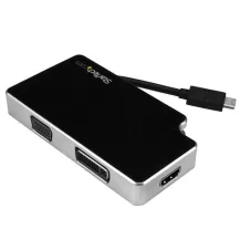 StarTech.com Adattatore da Viaggio Audio/Video 3 in 1 - USB-C a VGA, DVI o HDMI 4K (USB C MULTIPORT VIDEO ADAPTER TYPE DONGLE CONVERTER) [CDPVGDVHDB]