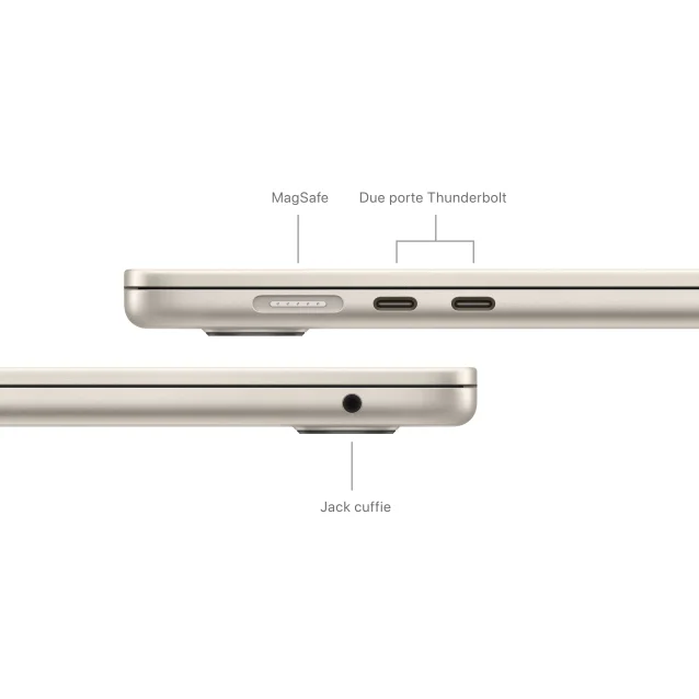 Notebook Apple MacBook Air 15'' M3 chip con core 8 CPU e 10 GPU, 8GB, 512GB SSD Galassia [MRYT3T/A]