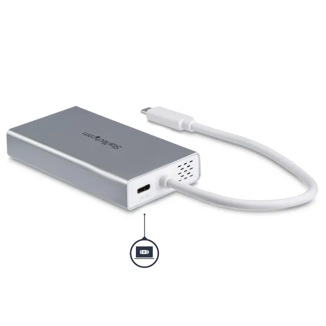 StarTech.com Adattatore USB-C Multiporta - Docking Station da viaggio con HDMI 4K 60W Alimentazione Pass-Through, GbE, Hub USB-A 3.0 Mini USB Type-C Dock per Laptop Bianco [DKT30CHPDW]