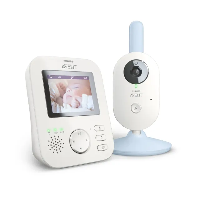 Philips AVENT Baby monitor SCD835/26 video per bambino 300 m FHSS Blu, Bianco [SCD835/26]