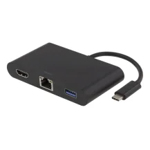 Deltaco USBC-1267 hub di interfaccia USB 3.2 Gen 1 [3.1 1] Type-C 5000 Mbit/s Nero (Deltaco USB-C Docking Station, HDMI, RJ45, USB-A, PD - Black) [USBC-1267]
