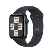 Smartwatch Apple Watch SE OLED 44 mm Digitale 368 x 448 Pixel Touch screen Nero Wi-Fi GPS [satellitare] (Apple [GPS] - 2nd generation midnight aluminium smart watch with sport band fluoroelastomer size: S/M 32 GB 4, [MRE73QA/A]